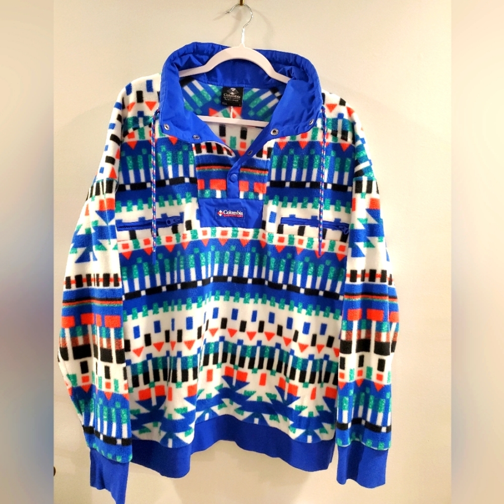 Vintage COLUMBIA Half Snap Aztec Printed Fleece